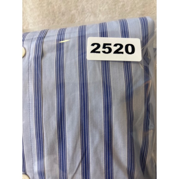 Faconnable Striped Button Down Shirt Mens 16.5 L Blue White Cotton Made in USA - Picture 8 of 8